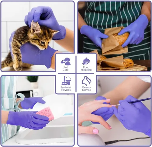 Vista 4 de Safe Health Nitrile Disposable Gloves, 3.5 Mil, Imperial Blue, Powder Free, Latex Free, Tattoo, Beauty, Salon, Car