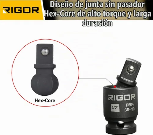 Vista 5 de RIGOR 11601 Juego de adaptadores de enchufe universal de 3 piezas - 1/4", 3/8", 1/2" Drive Enchufes de molibdeno cromado de grado de impacto