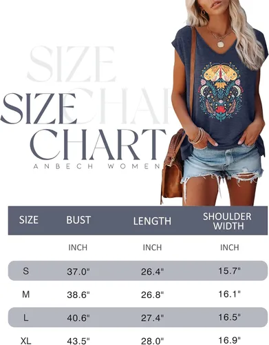Vista 5 de Anbech Camisetas de manga casquillo para mujer, con cuello en V, estampado sólido, camisetas casuales