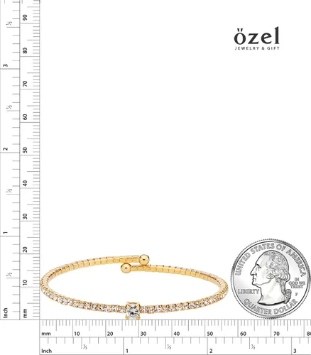 Vista 30 de OZEL - Pulseras para mujer, chapados en oro real de 18 quilates, pulseras de oro de cristal colorido para regalos