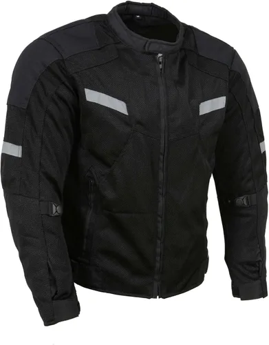 Vista 13 de Milwaukee Leather MPM1793 Chaqueta de Motociclista de Malla Blindada Negra para Hombre - Chaqueta de Motociclista para Todas las Estaciones