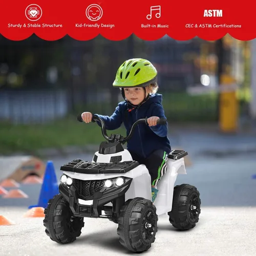 Vista 8 de OLAKIDS Vehículo eléctrico de 4 ruedas para niños pequeños, auto de juguete motorizado a batería para niños y niñas con luces, MP3, USB