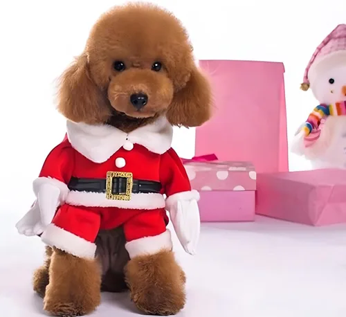 Vista 2 de NACOCO Disfraces de Navidad para Mascotas Traje de Perro con Gorra Traje de Papá Noel Sudaderas con Capucha para Perros Disfraces de Navidad