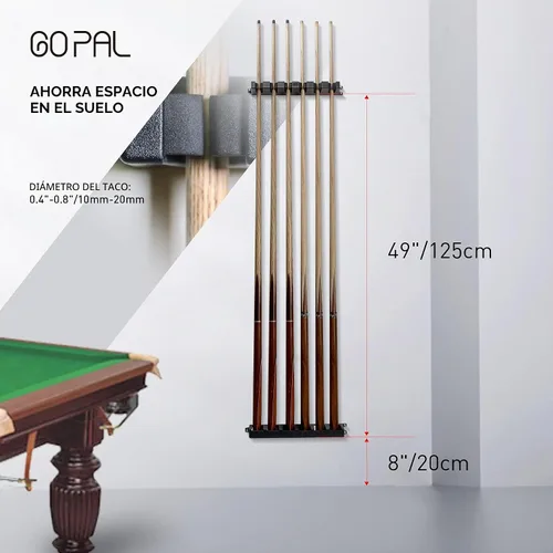 Vista 4 de Go Pal Soporte para taco de piscina, soporte de pared para 6 tacos, ahorro