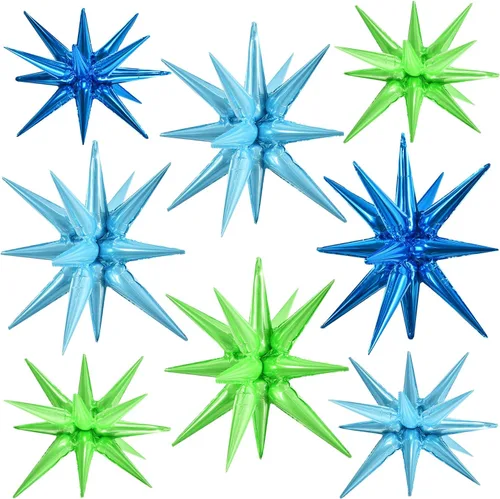 Vista 36 de TONIFUL 4 globos 4D enormes de estrella negra de 22 pulgadas, globos de aluminio de Mylar de estrella explosión para suministros de fiesta, telón