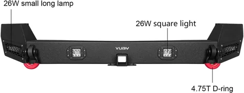 Vista 8 de Vijay Parachoques delantero y trasero para Grand Cherokee WJ 1999-2004 con placa de cabrestante y luces