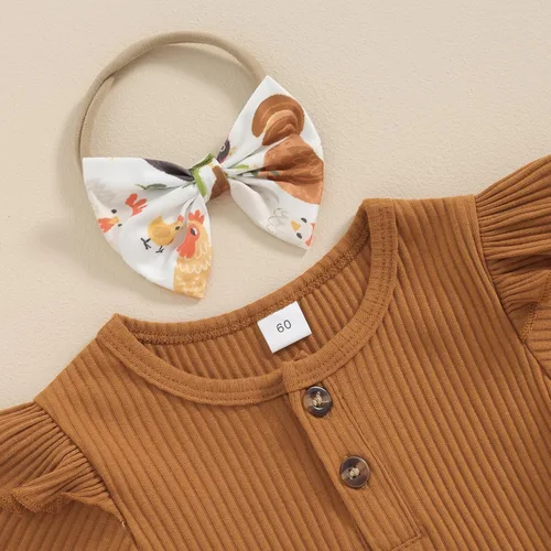 Vista 47 de Sejardin Ropa de verano para bebé y niña, recién nacida, manga corta, con letras, mameluco elástico con diadema