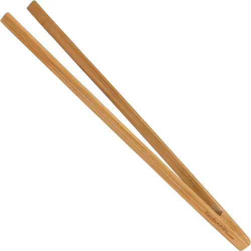 Vista 9 de BambooMN - Pinzas reutilizables de bambú "A" para tostadas de 7.9" - Marrón carbonizado - 10 piezas Carbonizado - Bloque de fulcro - 10 Piezas