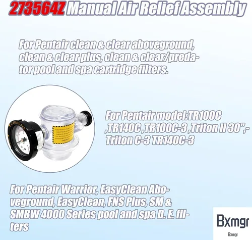 Vista 5 de 273564Z - Válvula manual de alivio de aire, 273564Z, compatible con Pentair para Triton II, Triton C, TR100C y TR140C, filtros de arena de spa
