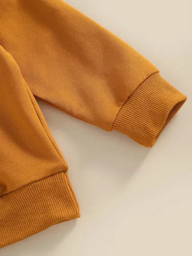 Vista 5 de VISGOGO Conjunto de ropa de otoño e invierno para bebé niño, sudadera de manga larga con estampado de letras + pantalones, 2 piezas