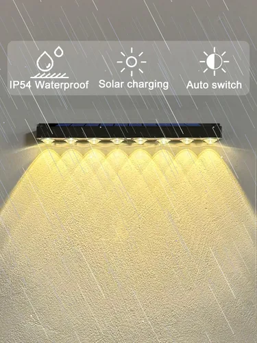 Vista 4 de Luz Solar para Letreros Lámpara de Pared, Juego de 2 Luces Solares para Letreros Exteriores, con Carga Automática y Función de Encendido/Apagado