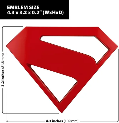 Vista 2 de Fan Emblems Emblema de coche de Superman, símbolo de película 2025, insignia automotriz 3D, color: rojo, tamaño: 4.3 x 3.2 x 0.2 pulgadas