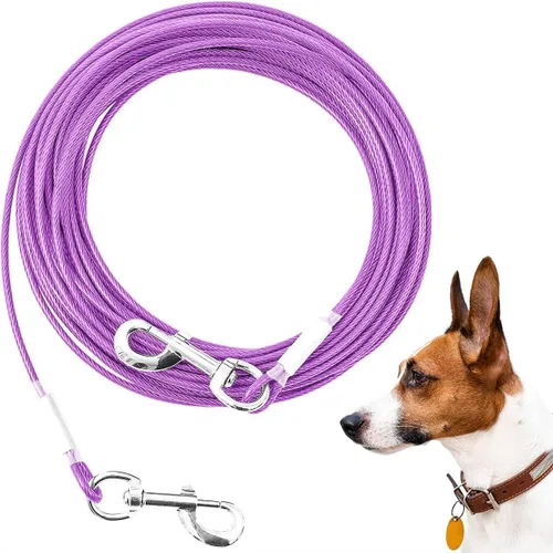 Vista 30 de Cable de Amarre para Perros, 10/20/30/50/100 Pies, Correas para Perros a Prueba de Mordidas para el Patio, Cable de Amarre Resistente para Perros