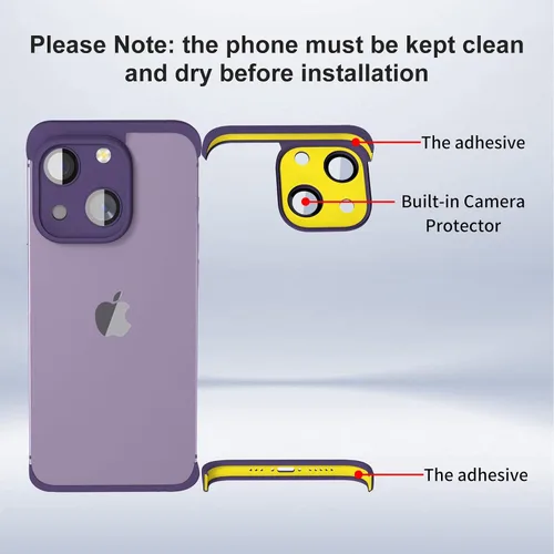 Vista 6 de Funda delgada sin marco, con protector de lente de cámara integrado, ultrafina, ligera, minimalista, a prueba de golpes, funda protectora