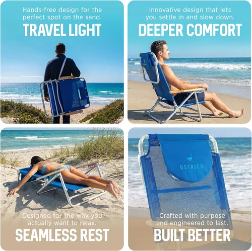 Vista 8 de Ostrich SBSC-1016B South Beach Silla de arena, azul