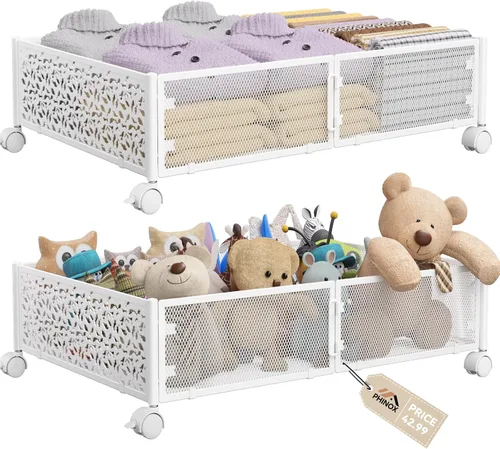 Vista 13 de Contenedor de Almacenamiento Debajo de la Cama con Ruedas, Organizador de Cajones de Almacenamiento para Zapatos Debajo de la Cama, Contenedores