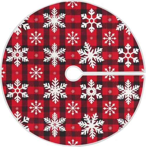 Vista 7 de Falda de árbol de Navidad azul de 36 pulgadas, decoraciones de copo de nieve plateado, tapete de árbol de Navidad para invierno, pequeño
