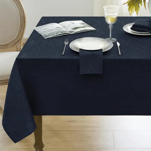 Vista 23 de Softalker Mantel pequeño rectangular con textura de lino de 52 x 70 pulgadas, para exteriores, resistente a las manchas y a las arrugas, decorativo