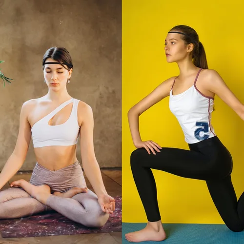 Vista 5 de SHEHARUHI 12 diademas atléticas delgadas y antideslizantes, bandas elásticas para el sudor para yoga, correr, fútbol y más (negro y gris)