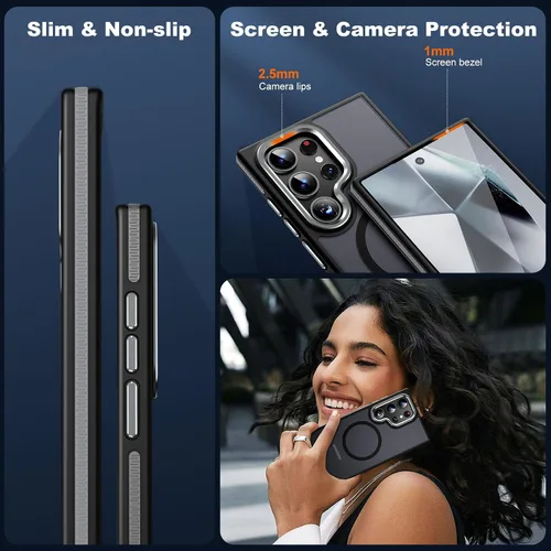 Vista 6 de JAME Funda para Samsung Galaxy S24 Ultra, [Compatible con MagSafe] [Protección de Grado Militar] [Agarre Antideslizante] Magnífico Bisel Protector