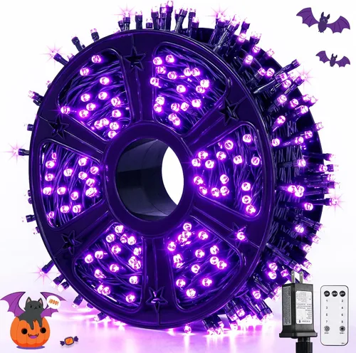 Vista 14 de JMEXSUSS 400 luces LED de Navidad rojas, blancas y verdes, luces de árbol de Navidad de 132 pies con control remoto, tira de luces para interiores