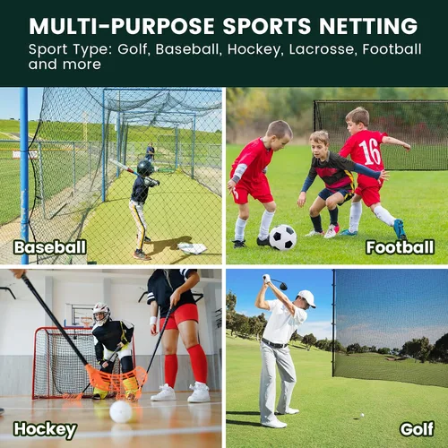 Vista 8 de Golf Net for Hitting Practice, 10Ft to 50Ft Golf Ball Netting with 33Ft Hanging Nylon Rope,Also Use as Baseball, Hockey, Soccer, LAX