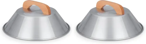 Vista 5 de Craft Wok Tapa de cúpula para woks de 14 pulgadas con forma de cúpula tradicional con mango de madera para woks de 14 pulgadas, utensilios de cocina