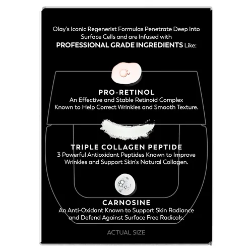 Vista 13 de Olay Crema de noche de retinol para mujeres, hidratante facial antienvejecimiento, sin fragancia, no grasa, antiarrugas, líneas finas suaves