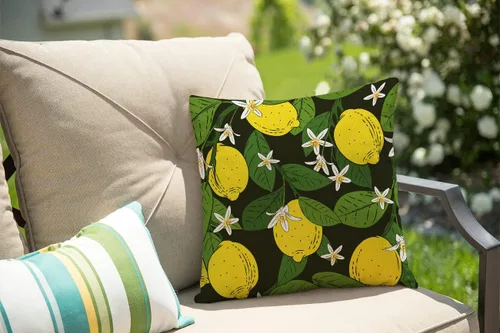 Vista 39 de Solekla Funda de almohada cuadrada de lino y algodón con flores blancas y negras, funda de cojín decorativa para sofá de 18 x 18 pulgadas Sl157