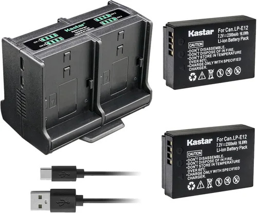Vista 6 de Kastar Cargador de batería cuádruple LP-E12 compatible con Canon EOS 100D, EOS M, EOS M2, EOS M10, EOS M50, EOS M50 Mark II, EOS M100, EOS M200, EOS