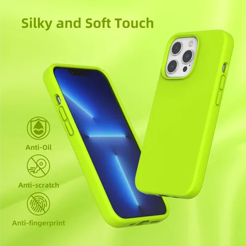 Vista 6 de Funda compatible con iPhone 13 Pro, protección contra caídas, antihuellas, funda de silicona líquida a prueba de golpes con forro de microfibra