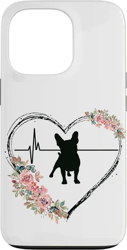 Vista 10 de French Bulldog Heartbeat with Flowers On White Case for iPhone 17