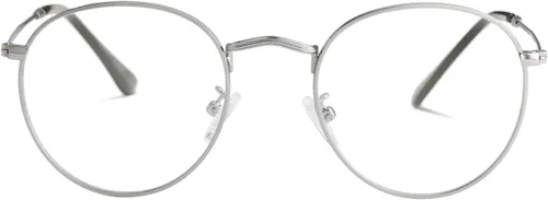 Vista 16 de Kursan Gafas clásicas redondas de metal transparente para mujeres y hombres, lentes sin receta
