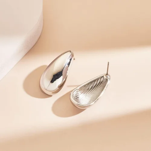 Vista 4 de MUYAN Aretes largos de gota de agua para mujer, aretes de gota cepillados, oro y plata