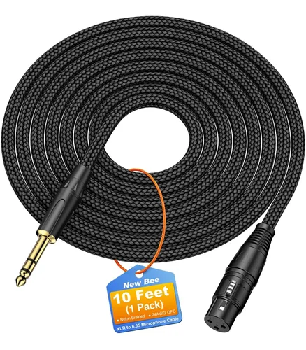 Vista 6 de New Bee Cable hembra TRS a XLR de 6.35mm / 0.25 in (1/4 pulgadas) de 3 pies