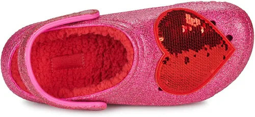 Vista 7 de Crocs Zueco de corazón con purpurina rosa con forro clásico unisex para adultos