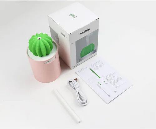 Vista 6 de Minihumidificador, 280ml USB Portátil Cactus Difusor de aire con niebla fría, Funcionamiento Ultra-silencioso para Dormitorio Hogar Oficina Yoga