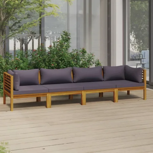 Vista 36 de Juego de 5 piezas para patio con cojín, juego de muebles de sofá, resistente a la intemperie, adecuado para uso en exteriores, requiere montaje Gris