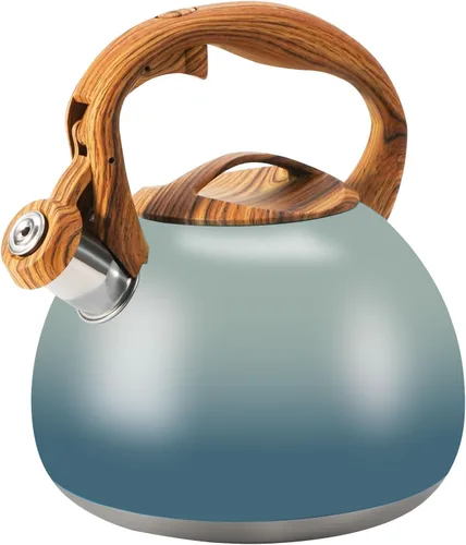 Vista 24 de Hervidor de Té Foedo para Estufa, Teteras Silbantes de 2.6 Cuartos para Estufa, Mango Plegable Resistente al Calor, Tetera Bonita (Beige)