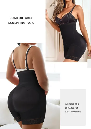 Vista 3 de Fajas colombianas moldeadoras para mujer, posparto, control de abdomen, levantamiento de glúteos, moldeador de cuerpo