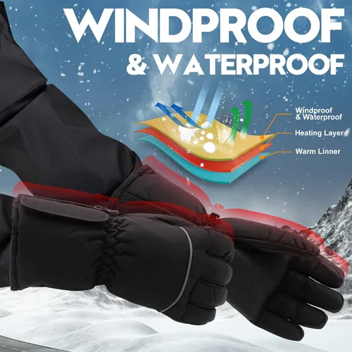 Vista 3 de SVPRO Guantes térmicos para hombres y mujeres, guantes de invierno de caza con calefacción, guantes de esquí eléctricos y guantes de snowboard