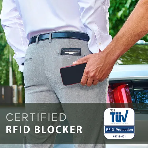 Vista 5 de TRAVANDO PHOENIX - Cartera para hombre con clip para dinero, con certificado RFID, billetera delgada con clip para dinero, cartera RFID