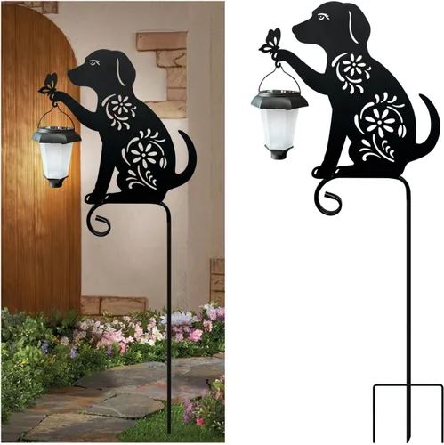 Vista 9 de Estacas de Jardín de Gato Sosteniendo Farol Solar Gatos de Jardín de Metal Farol Solar de Gato Estacas Decorativas de Jardín para Patio, Jardín