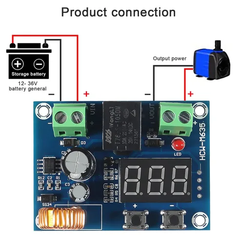 Vista 4 de Alinan 4 unids XH-M609 DC 12V-36V módulo de protección de desconexión de bajo voltaje Pantalla digital Módulo de protección de circuito
