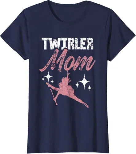 Vista 24 de Twirler Mom Baton Madre Majorette Funny Gymnastic Twirling T-Shirt Negro