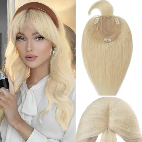 Vista 56 de Rich Choices Pelucas con topper de cabello para mujeres, cabello humano real 100% Remy, sin flequillo, para mujeres con adelgazamiento en la parte