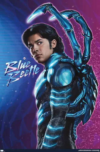 Vista 12 de Trends International DC Comics Movie Blue Beetle - Póster de pared de Jaime Reyes, 14.725 x 22.375 pulgadas, versión enmarcada plateada Versión
