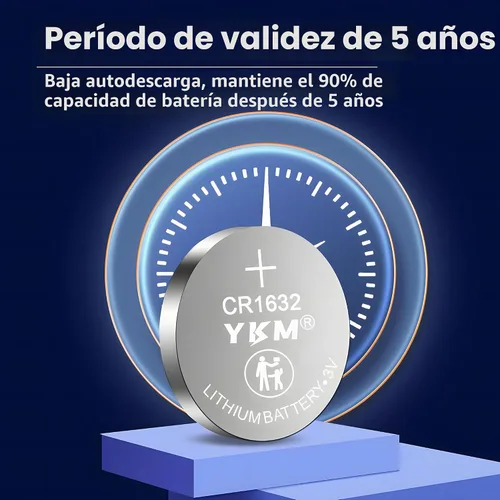 Vista 5 de YKM CR1632 - Baterías de monedas de litio de 3 V, paquete de 5 para relojes