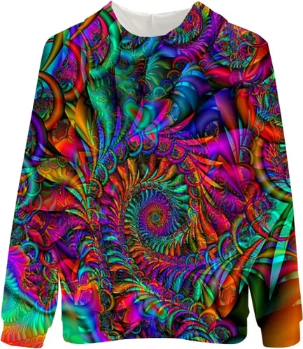 Vista 2 de Sudadera con capucha y cremallera para hombre con estampado psicodélico de fantasía