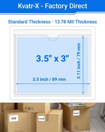 Vista 28 de 30 PCS Clear Self Adhesive Plastic Label Pockets, Top Loading Business & Library Index Card Holders, Peel and Stick Sleeves for Storage Bins, Totes